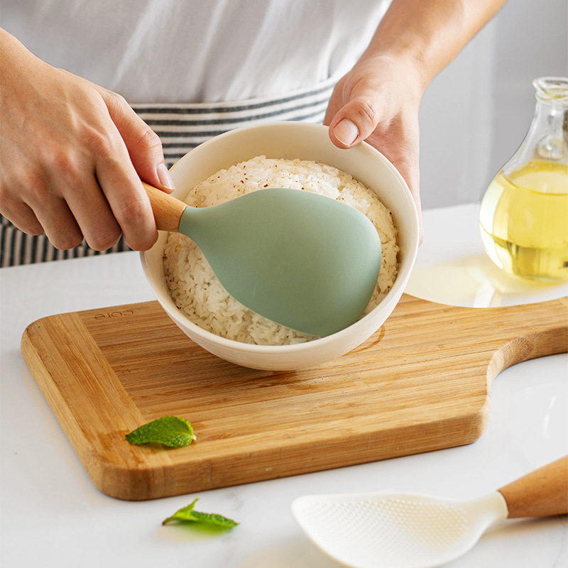 1PC Wooden Handle Silicone Ric - Kitchen Gadgets On Sale review and price
